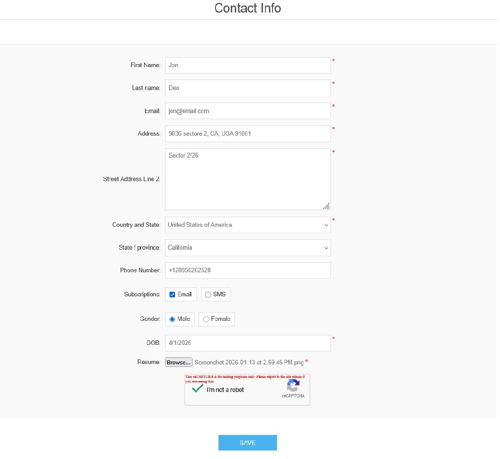nopCommerce form builder customer workflow with contact form fields
